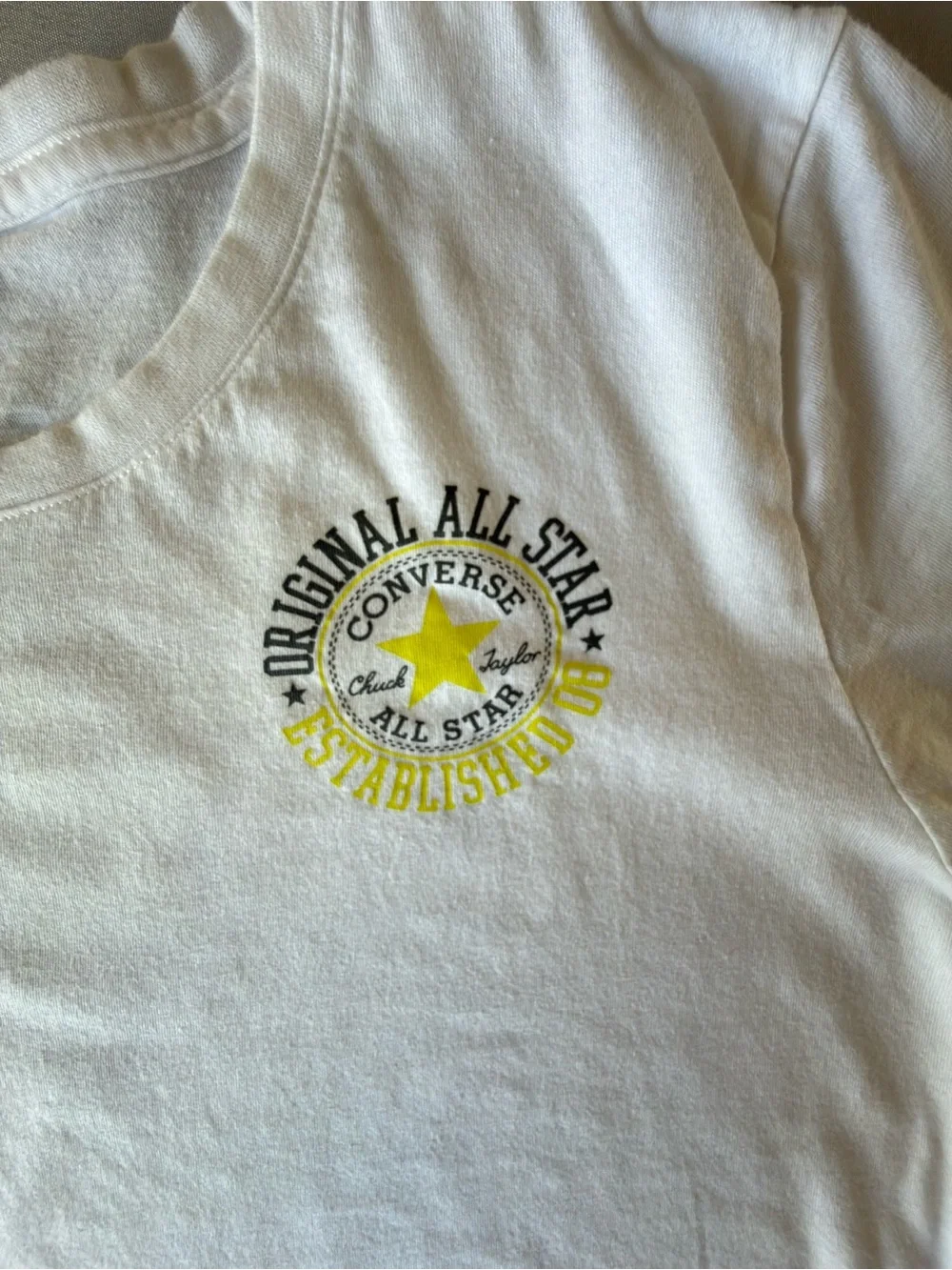 Converse Kids White Tee with Yellow Chest Logo